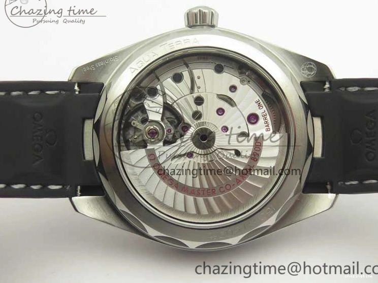 0308 Aqua Terra 150M Master Chronometers VSF 1:1 Best Edition Black Dial SS Hand on Black Rubber Strap A8900 Super Clone Unisex 8005